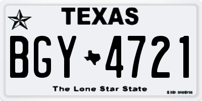 TX license plate BGY4721