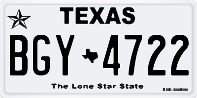 TX license plate BGY4722