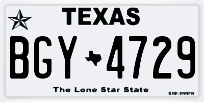 TX license plate BGY4729