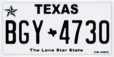 TX license plate BGY4730