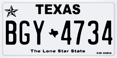TX license plate BGY4734