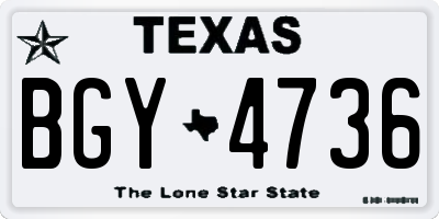 TX license plate BGY4736