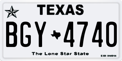 TX license plate BGY4740