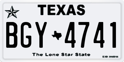 TX license plate BGY4741