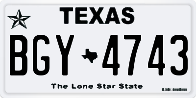 TX license plate BGY4743