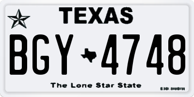 TX license plate BGY4748