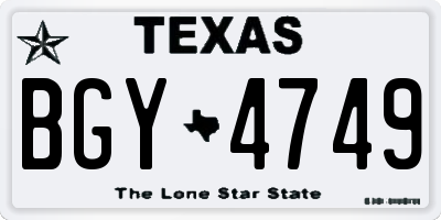 TX license plate BGY4749