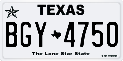 TX license plate BGY4750