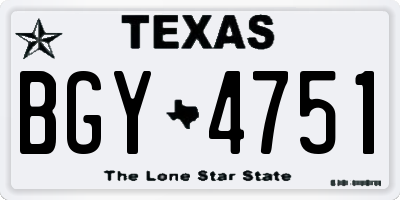 TX license plate BGY4751