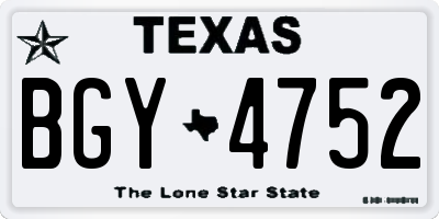 TX license plate BGY4752