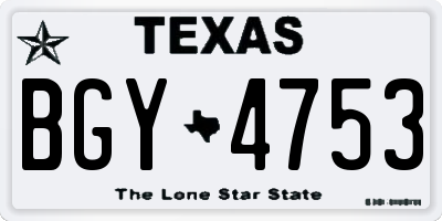 TX license plate BGY4753