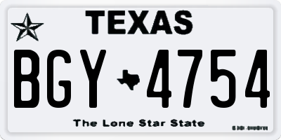 TX license plate BGY4754