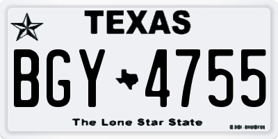 TX license plate BGY4755