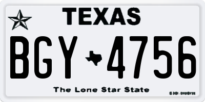 TX license plate BGY4756