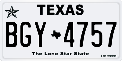 TX license plate BGY4757