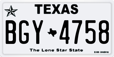 TX license plate BGY4758