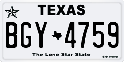 TX license plate BGY4759