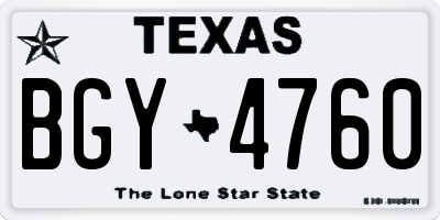 TX license plate BGY4760