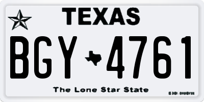 TX license plate BGY4761