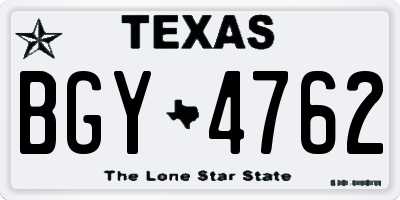 TX license plate BGY4762