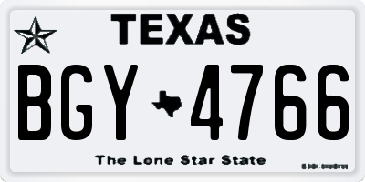 TX license plate BGY4766