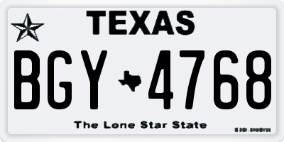 TX license plate BGY4768