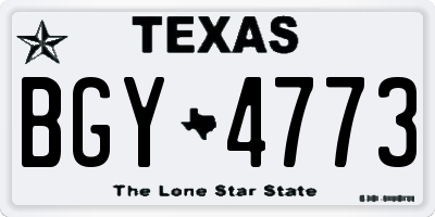 TX license plate BGY4773