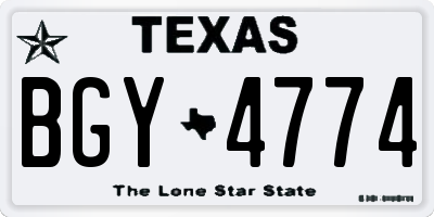 TX license plate BGY4774