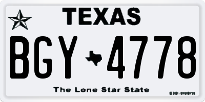 TX license plate BGY4778