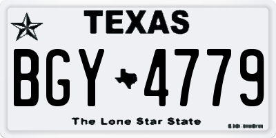 TX license plate BGY4779