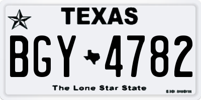 TX license plate BGY4782