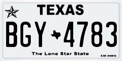 TX license plate BGY4783