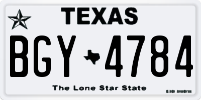 TX license plate BGY4784