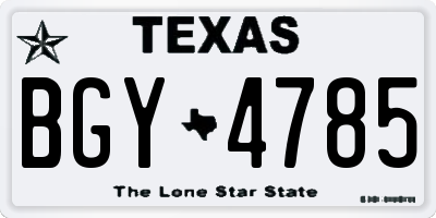 TX license plate BGY4785