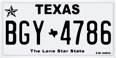 TX license plate BGY4786