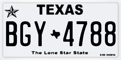 TX license plate BGY4788