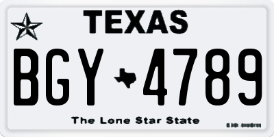 TX license plate BGY4789