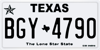 TX license plate BGY4790