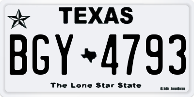 TX license plate BGY4793