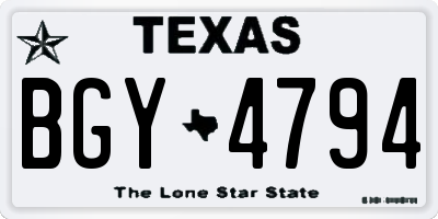 TX license plate BGY4794