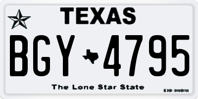 TX license plate BGY4795