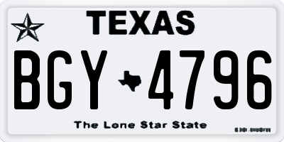 TX license plate BGY4796