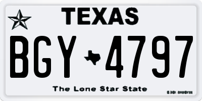 TX license plate BGY4797