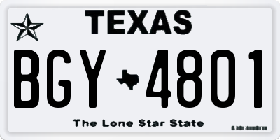 TX license plate BGY4801