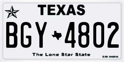 TX license plate BGY4802