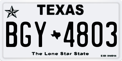 TX license plate BGY4803