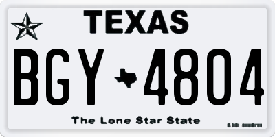 TX license plate BGY4804