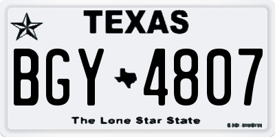 TX license plate BGY4807
