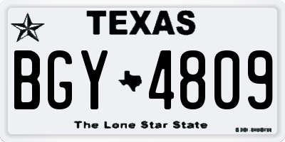 TX license plate BGY4809