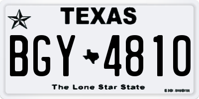 TX license plate BGY4810